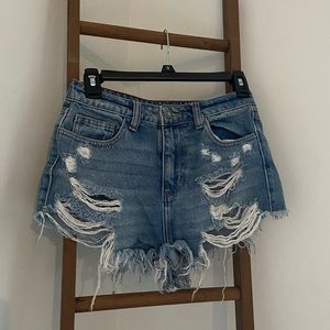 High rise ripped jean shorts
